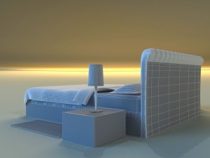 bed with a leather base Model 3D