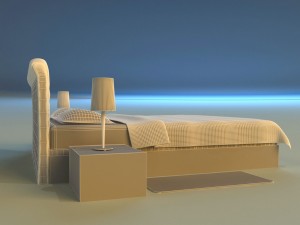 bed with a leather base Model 3D