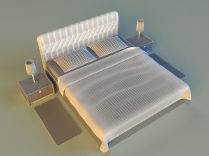 bed with a leather base Model 3D
