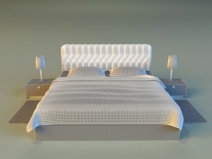 bed with a leather base Model 3D