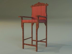 wooden chair in royal style 3D Model