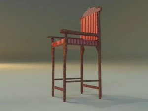wooden chair in royal style 3D Model
