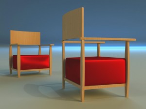 armchear red 3D 모델