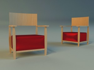 armchear red 3D 모델