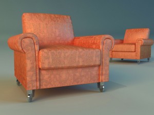 chair velor on wheels 3D Model