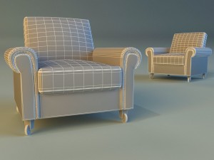 chair velor on wheels 3D Model
