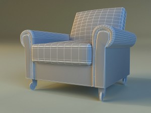 chair velor on wheels 3D Model