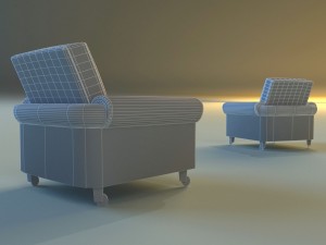 chair velor on wheels 3D Model