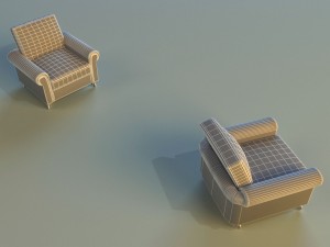 chair velor on wheels 3D Model