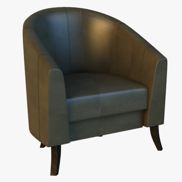 leather chair on wooden legs 3D Modell .c4d .max .obj .3ds .fbx .stl .blend 