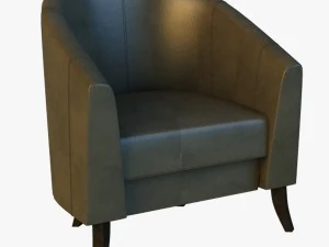 leather chair on wooden legs 3D Model