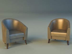 leather chair on wooden legs 3D Modell