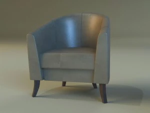 leather chair on wooden legs 3D Model