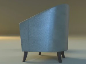 leather chair on wooden legs 3D Model