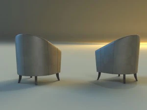 leather chair on wooden legs 3D Model