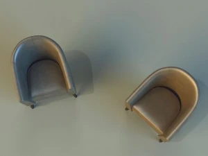 leather chair on wooden legs 3D Model