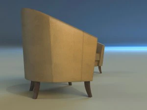 leather chair on wooden legs 3D Model