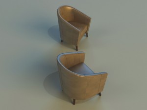 leather chair on wooden legs 3D Modell