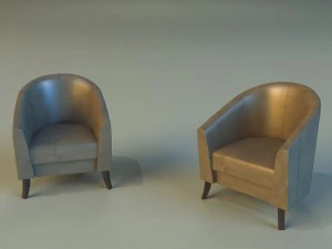 leather chair on wooden legs 3D Model
