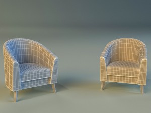 leather chair on wooden legs 3D Modell