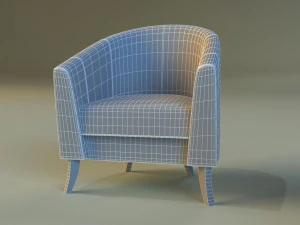 leather chair on wooden legs 3D Model