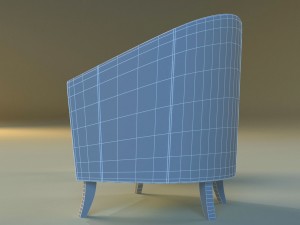 leather chair on wooden legs 3D Modell