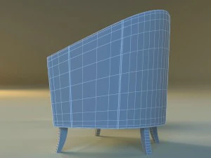 leather chair on wooden legs 3D Model