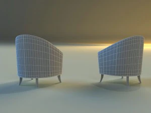 leather chair on wooden legs 3D Model