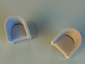 leather chair on wooden legs 3D Modell