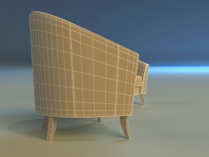 leather chair on wooden legs 3D Modell