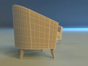 leather chair on wooden legs 3D Model