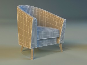 leather chair on wooden legs 3D Modell