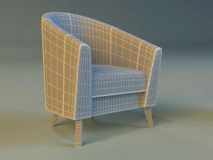 leather chair on wooden legs 3D Model