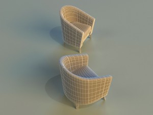 leather chair on wooden legs 3D Modell