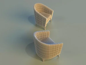 leather chair on wooden legs 3D Model