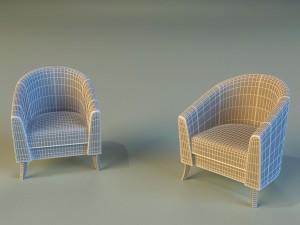 leather chair on wooden legs 3D Modell