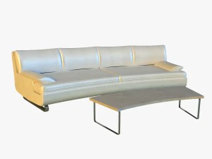 luksusowa sk&oacute;rzana sofa w kolorze białym Model 3D