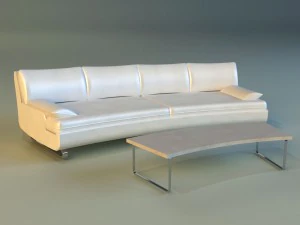 sofa luxury leather white 3D Model