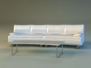 sofa luxury leather white 3D Model