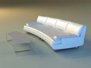 sofa luxury leather white 3D Model