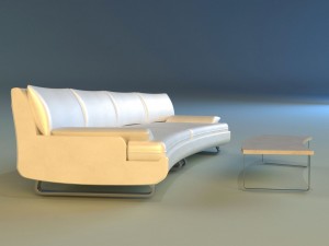 sofa luxury leather white 3D Модель