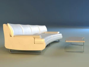 sofa luxury leather white 3D Model