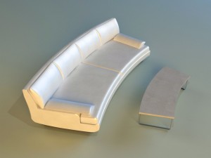 sofa luxury leather white 3D Модель