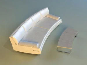 sofa luxury leather white 3D Model