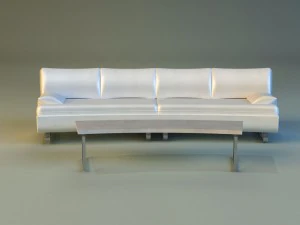 sofa luxury leather white 3D Model