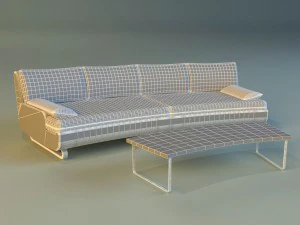 sofa luxury leather white 3D Model