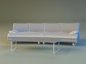 sofa luxury leather white 3D Модель
