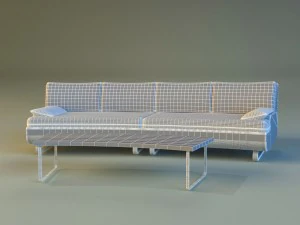 sofa luxury leather white 3D Model