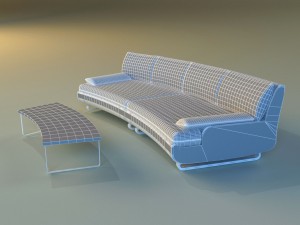 sofa luxury leather white 3D Модель
