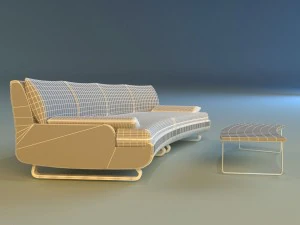 sofa luxury leather white 3D Model